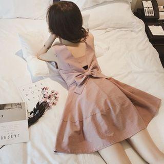 Plain Sleeveless Open Back A-line Dress