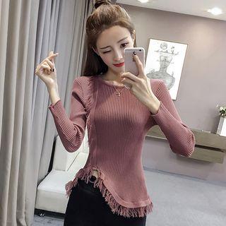 Fringe Trim Knit Pullover