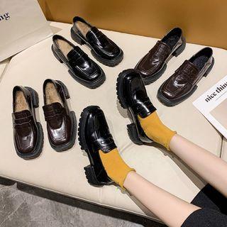 Fleece Lined Block-heel Loafers