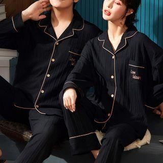 Couple Matching Loungewear Set : Long-sleeve Lettering Shirt + Pants
