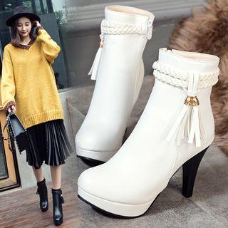 Fringed High Heel Short Boots