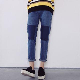 Knee Patch Straight Leg Jeans