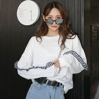 Gingham Ruffle Cropped Pullover