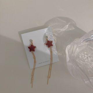 Star Chain Drop Earring / Clip-on Earring