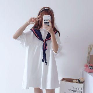 Sailor Collared 3/4-sleeve A-line Dress