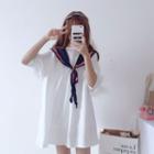 Sailor Collared 3/4-sleeve A-line Dress