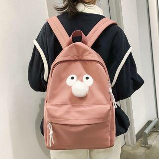 Pom Pom Eye Embroidered Nylon Backpack