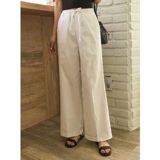 Zip Front Wide Cotton Pants