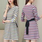 3/4 Sleeve Striped A-line Sheath Dress