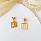 Duck Plaid Square Alloy Dangle Earring
