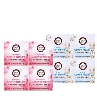 Happy Bath - Flower Perfume Bar (2 Types) 100g X 4pcs Pure Cotton Flower