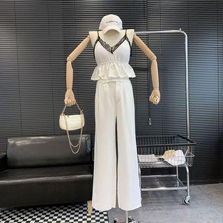Set: Lace Camisole Top + Plain Pants