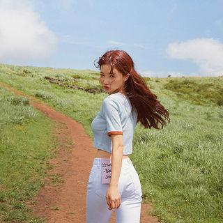 Lettering Ribbed Crop T-shirt