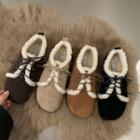 Fluffy Trim Lace Up Shoes