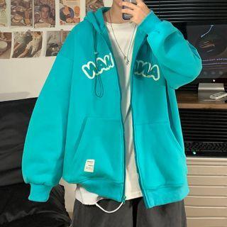 Lettering Embroidered Hood Jacket