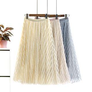 Frill-trim Mesh Skirt