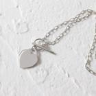 925 Sterling Silver Heart Pendant Necklace Platinum - One Size