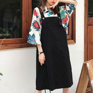 Set: Print Loose-fit Shirt + Sleeveless Dress