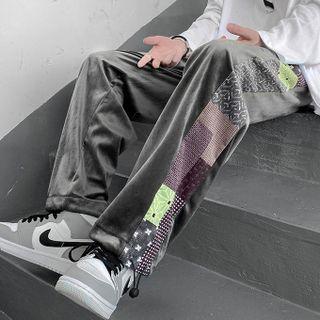 Print Paneled Wide Leg Pants