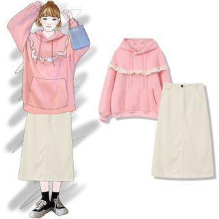 Ruffle Hoodie / Midi A-line Skirt