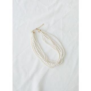 Tiered Faux-pearl Choker Ivory - One Size