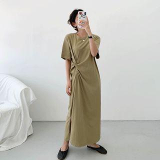 Round-neck Draped T-shirt Dress