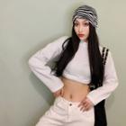 Lace Up Cropped Sweater