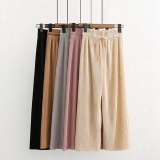 Plain Accordion Wide Leg Pants