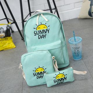 Set Of 3: Printed Backpack + Crossbody Bag + Zip Pouch