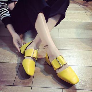 Square Toe Buckled Pumps