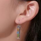 Alloy Colour Block Bar Dangle Earring 1 Pair - 11643 - 01 - Silver - One Size