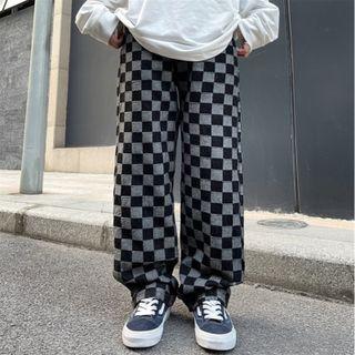 Checkerboard Baggy Jeans