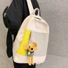 Mouse Charm Paneled Canvas Backpack