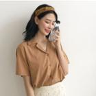 Short-sleeved Blouse Brown - One Size