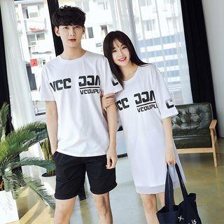 Lettering T-shirt / Shorts / Short-sleeve Lettering Dress