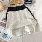 Lace Trim Tweed Mini Skirt