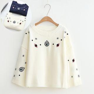 Embroidered Wide-sleeve Sweater
