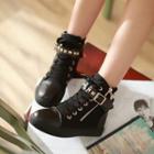 Studded Faux Leather High-top Sneakers