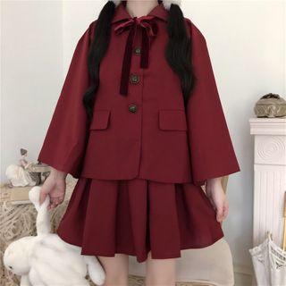 Sleeveless Mini A-line Dress / Single-breasted Jacket