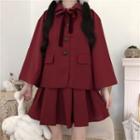 Sleeveless Mini A-line Dress / Single-breasted Jacket