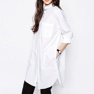 Long-sleeve Loose-fit Long Shirt