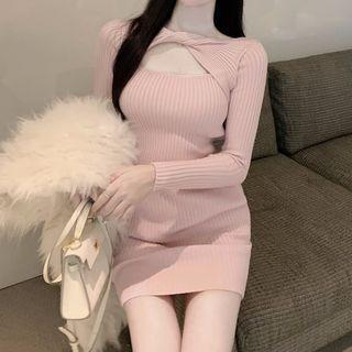Knotted Cutout Ribbed Knit Dress