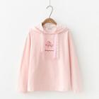 Embroidered Long-sleeve Hooded T-shirt