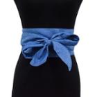 Lace-up Denim Wide Belt As Shown In Figure - One Size