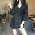 Cold-shoulder Striped Panel Shirt