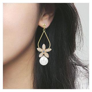 Faux Pearl / Bead Flower Drop Earring