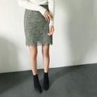Cut-out Hem Mini Lace Pencil Skirt