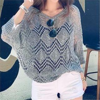 Dolman-sleeve Crochet-knit Top