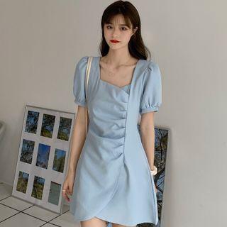 Asymmetrical Ruched Mini A-line Dress