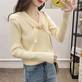 Bow Accent Buttoned Sweater